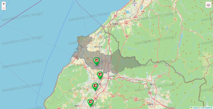 福井県の平和堂（フレンドマート・アルプラザ）の店舗地図