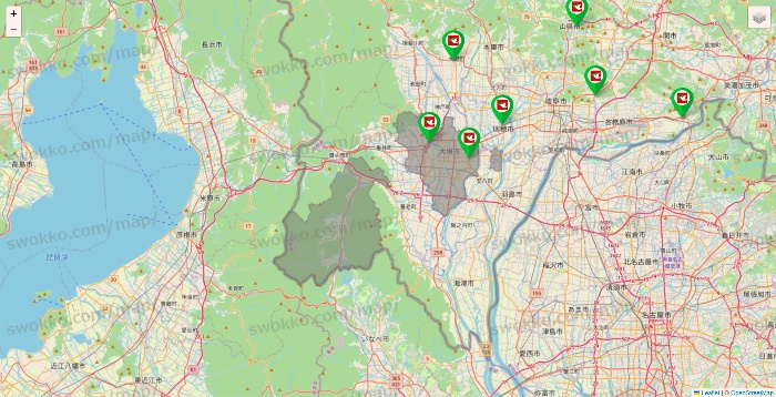 岐阜県の平和堂（フレンドマート・アルプラザ）の店舗地図