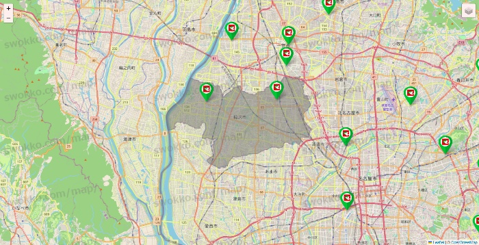 愛知県の平和堂（フレンドマート・アルプラザ）の店舗地図