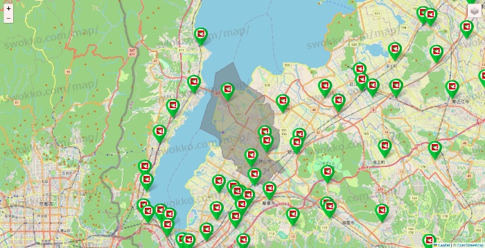滋賀県の平和堂（フレンドマート・アルプラザ）の店舗地図