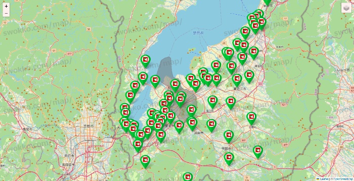 滋賀県の平和堂（フレンドマート・アルプラザ）の店舗地図