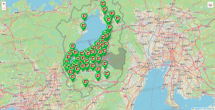 滋賀県の平和堂（フレンドマート・アルプラザ）の店舗地図