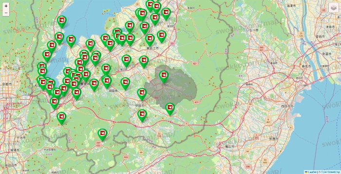 滋賀県の平和堂（フレンドマート・アルプラザ）の店舗地図