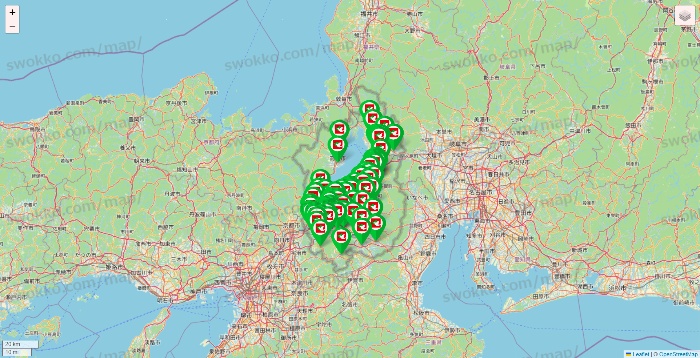 滋賀県の平和堂（フレンドマート・アルプラザ）の店舗地図
