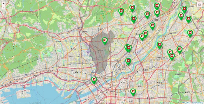 大阪府の平和堂（フレンドマート・アルプラザ）の店舗地図