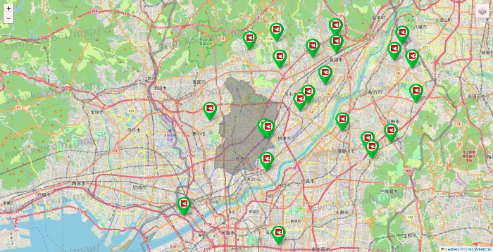 大阪府の平和堂（フレンドマート・アルプラザ）の店舗地図