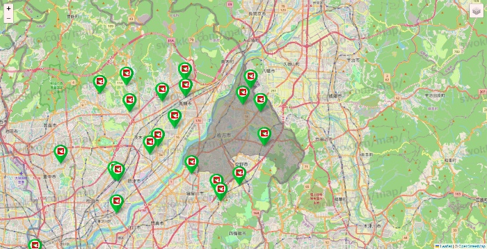 大阪府の平和堂（フレンドマート・アルプラザ）の店舗地図