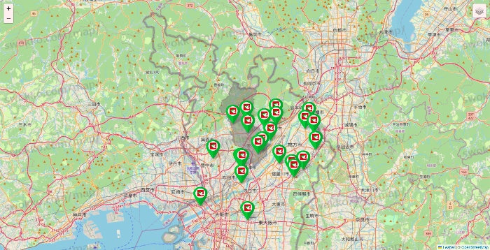 大阪府の平和堂（フレンドマート・アルプラザ）の店舗地図