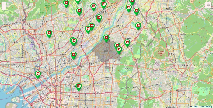 大阪府の平和堂（フレンドマート・アルプラザ）の店舗地図