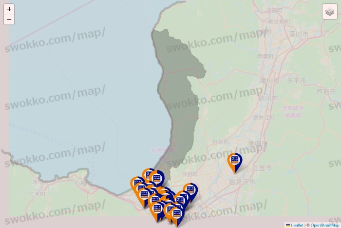 北海道のハローストレージの店舗地図