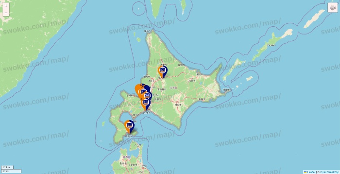 北海道のハローストレージの店舗地図