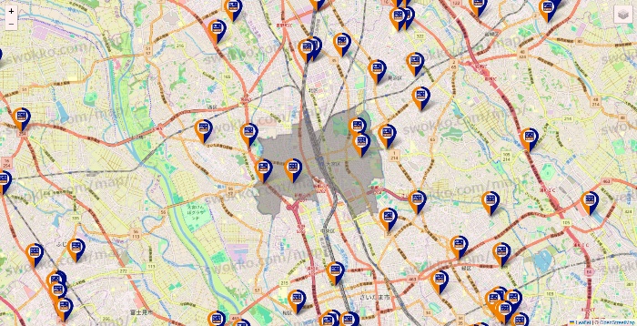 埼玉県のハローストレージの店舗地図