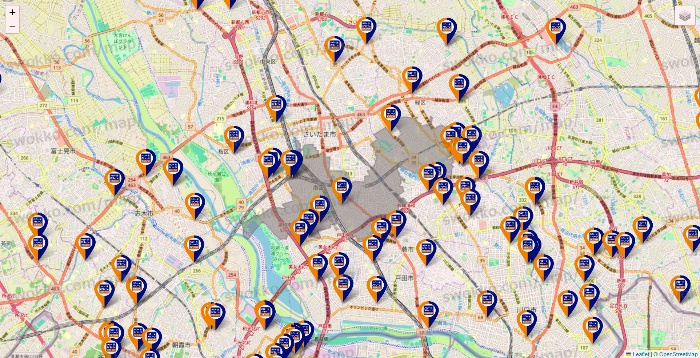 埼玉県のハローストレージの店舗地図