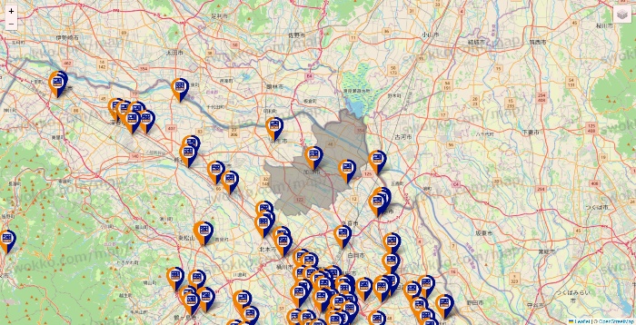 埼玉県のハローストレージの店舗地図
