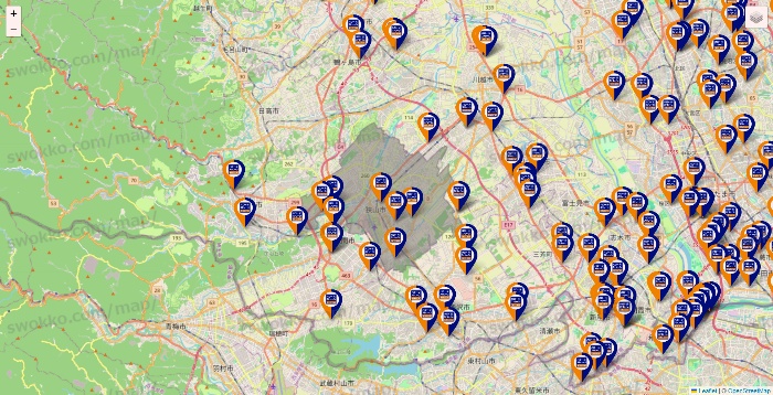 埼玉県のハローストレージの店舗地図