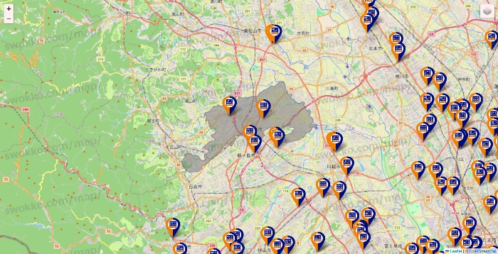 埼玉県のハローストレージの店舗地図