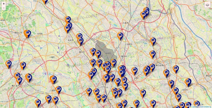 埼玉県のハローストレージの店舗地図