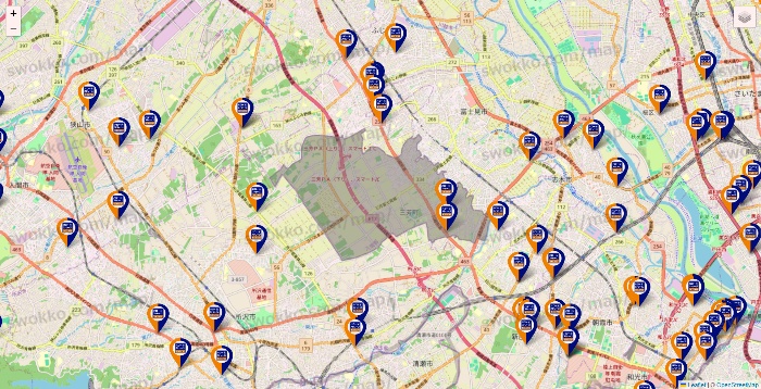 埼玉県のハローストレージの店舗地図