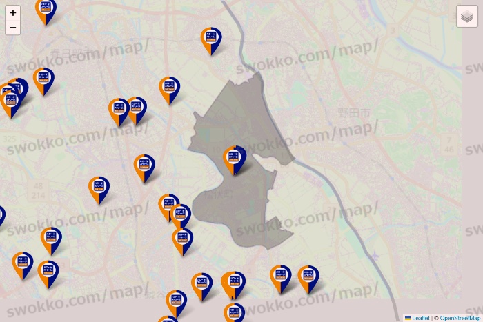 埼玉県のハローストレージの店舗地図