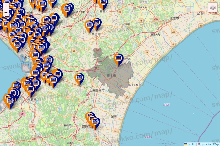 千葉県のハローストレージの店舗地図