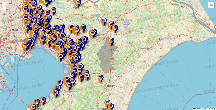 千葉県のハローストレージの店舗地図