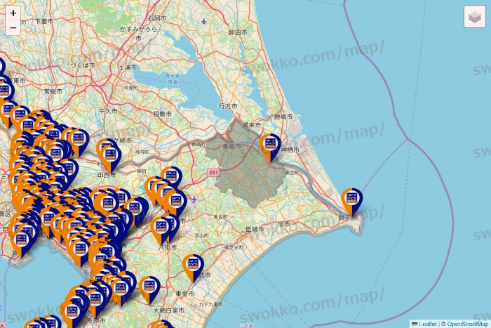 千葉県のハローストレージの店舗地図