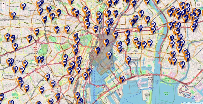 東京都のハローストレージの店舗地図