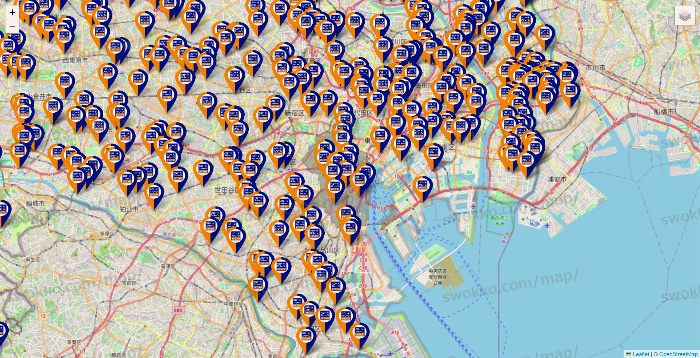 東京都のハローストレージの店舗地図