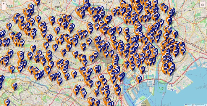 東京都のハローストレージの店舗地図