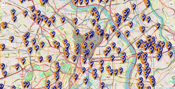 東京都のハローストレージの店舗地図