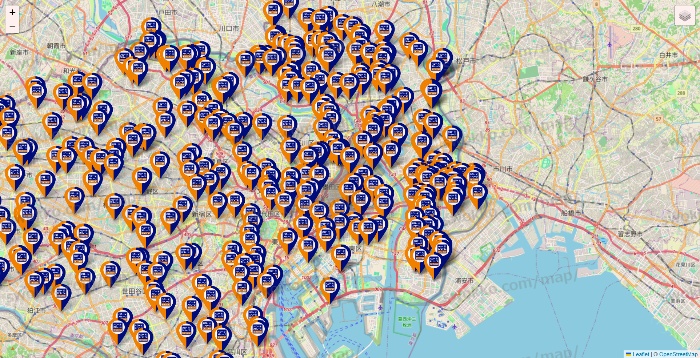 東京都のハローストレージの店舗地図