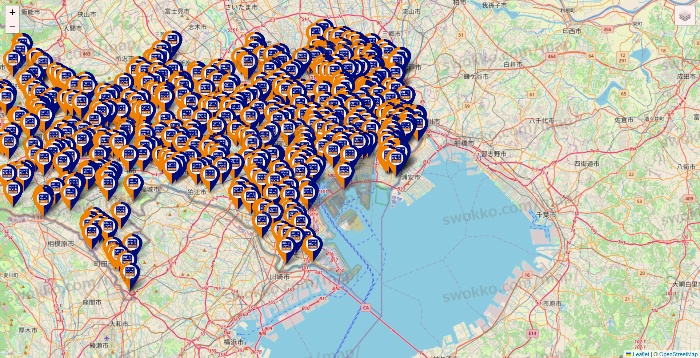 東京都のハローストレージの店舗地図