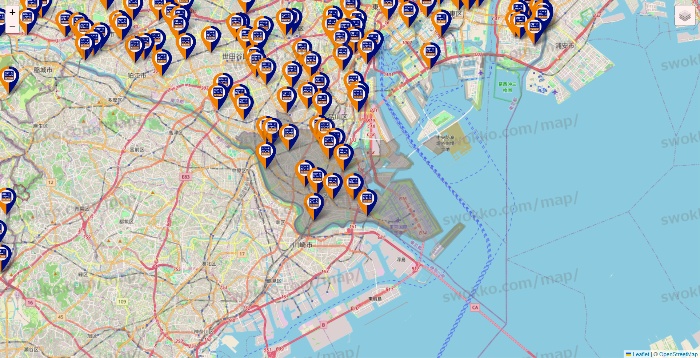 東京都のハローストレージの店舗地図