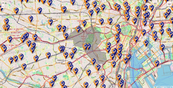 東京都のハローストレージの店舗地図
