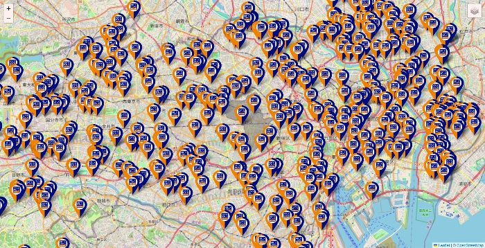 東京都のハローストレージの店舗地図