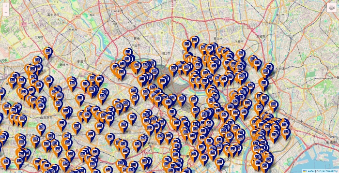 東京都のハローストレージの店舗地図