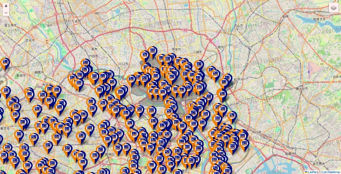 東京都のハローストレージの店舗地図