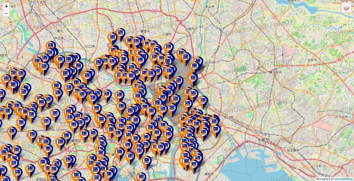 東京都のハローストレージの店舗地図