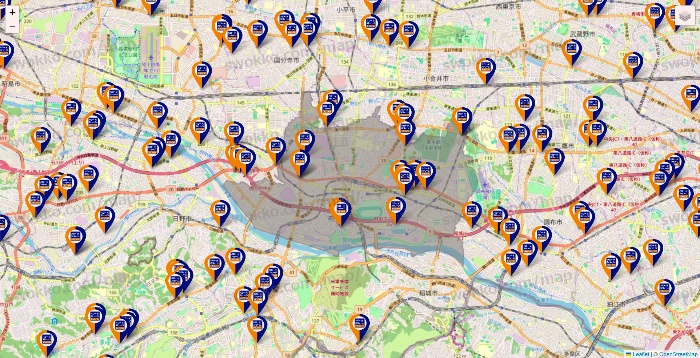 東京都のハローストレージの店舗地図