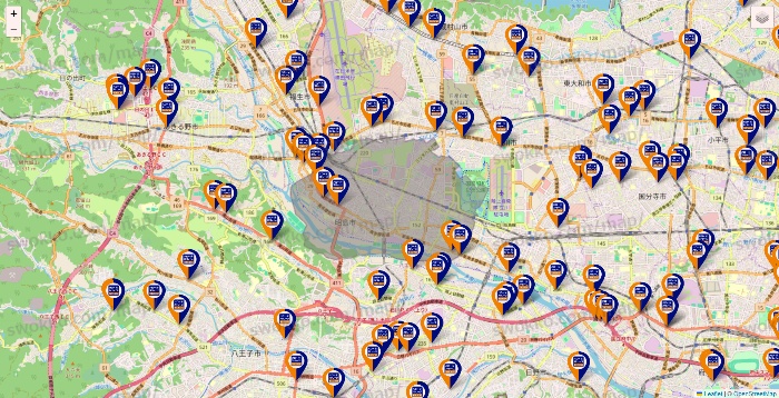 東京都のハローストレージの店舗地図