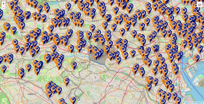 東京都のハローストレージの店舗地図