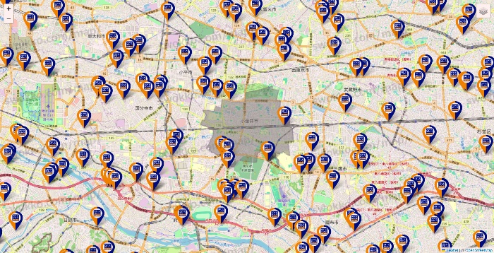 東京都のハローストレージの店舗地図