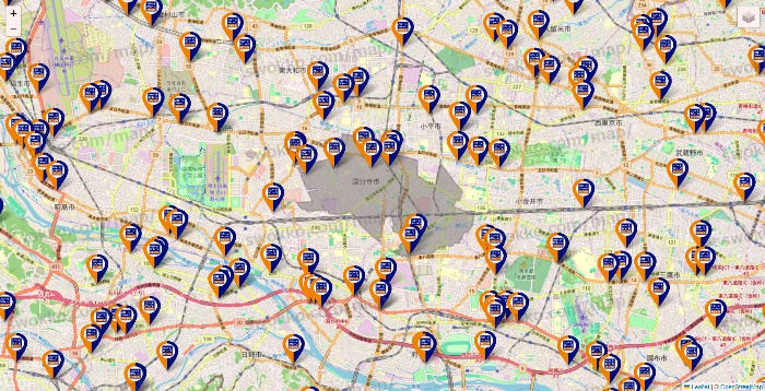 東京都のハローストレージの店舗地図