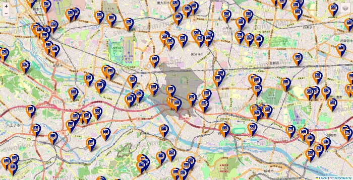 東京都のハローストレージの店舗地図