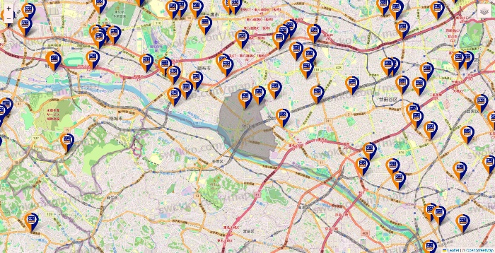 東京都のハローストレージの店舗地図