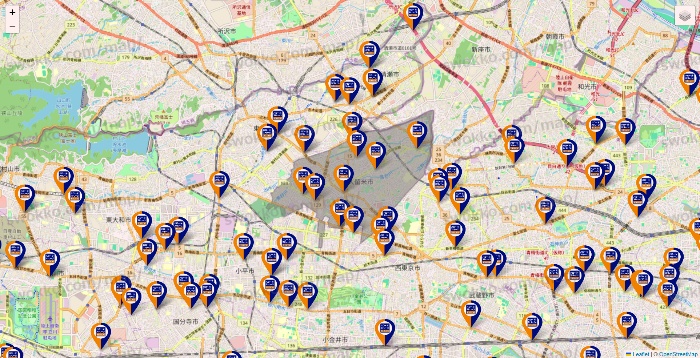 東京都のハローストレージの店舗地図