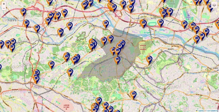 東京都のハローストレージの店舗地図