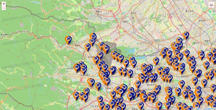 東京都のハローストレージの店舗地図