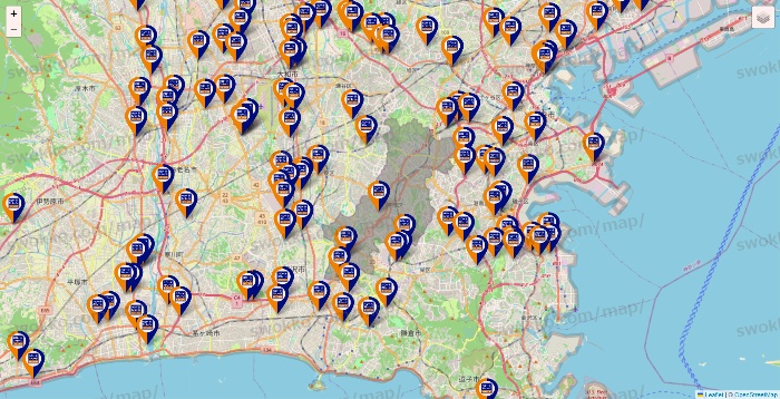 神奈川県のハローストレージの店舗地図
