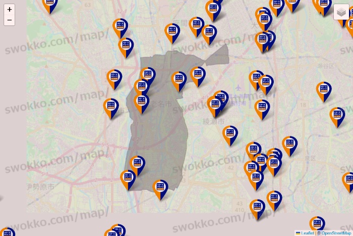 神奈川県のハローストレージの店舗地図